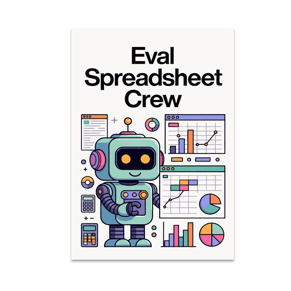Eval Spreadsheet Crew Retro Robot Art - Data Management Enthusiast - 13x19 Poster Print