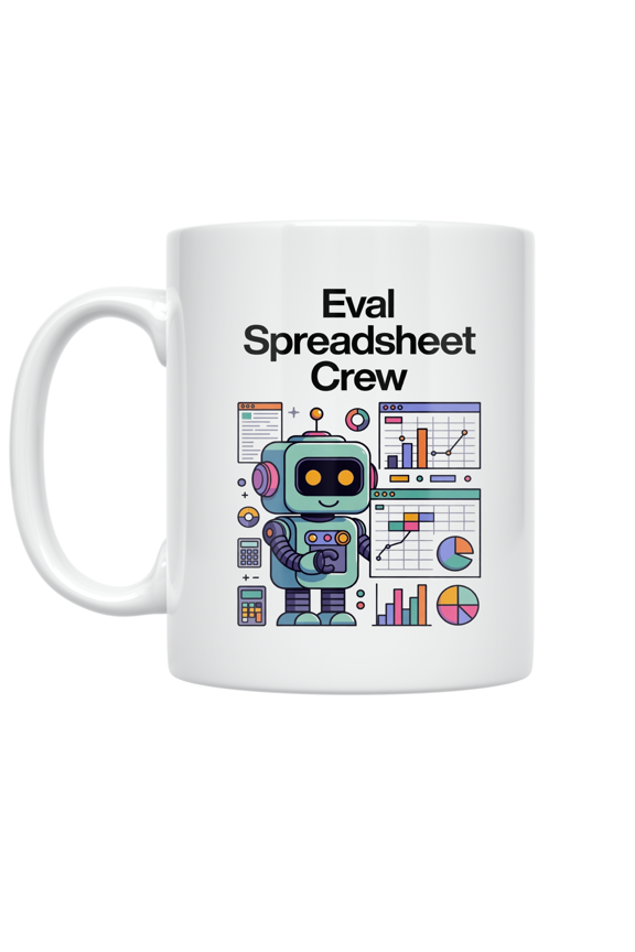 Eval Spreadsheet Crew Retro Robot Design - Data Management Enthusiast - 11 oz Ceramic Coffee Mug