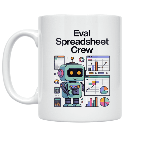 Eval Spreadsheet Crew Retro Robot Design - Data Management Enthusiast - 11 oz Ceramic Coffee Mug