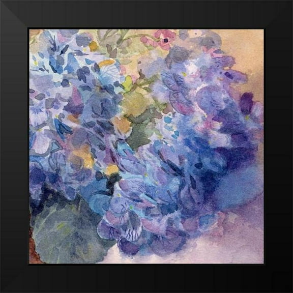 Evalia Designs 12x12 Black Modern Framed Museum Art Print Titled - Periwinkle Bluish Hydrangeas I