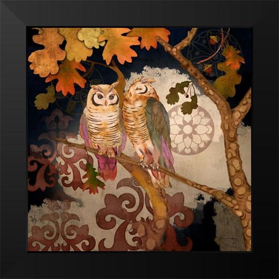 Evalia Designs 12x12 Black Modern Framed Museum Art Print Titled - Singing Owl