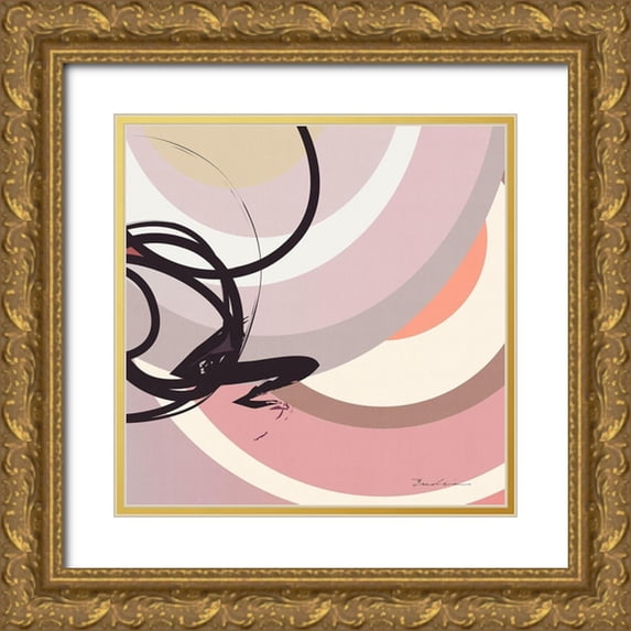 Evalia Designs 12x12 Gold Ornate Wood Framed with Double Matting Museum Art Print Titled - Rose Strands Trail II