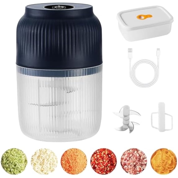 Evaliuate Garlic Mincer, 2025 New Electric Garlic Chopper, Evaliuate Mini Portable Veggie Chopper, Multifunctional Small Food Processor with 6 Head Sharp Blade, for Mashing Onion