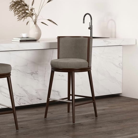 Evalyn Modern Wood Upholstered Barstool in Dove - Set of 2