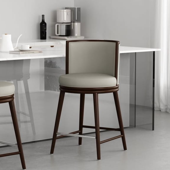Evalyn Modern Wood Upholstered Counter Stool in Stone - Set of 3