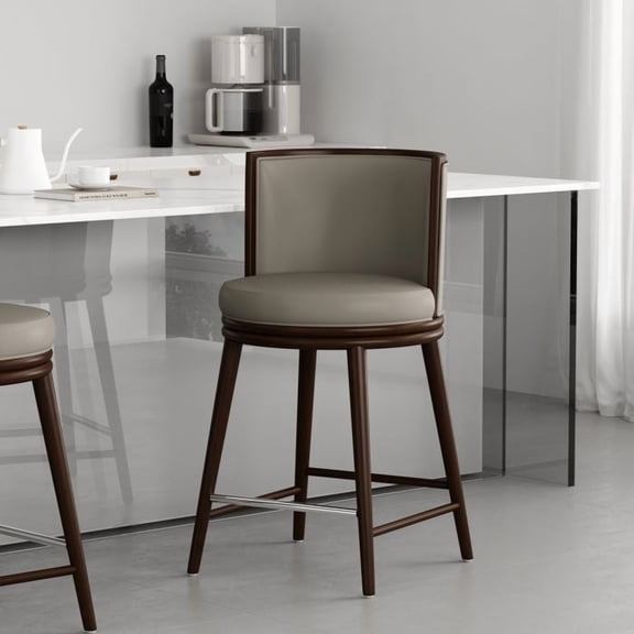 Evalyn Modern Wood Upholstered Counter Stool in Taupe - Set of 3