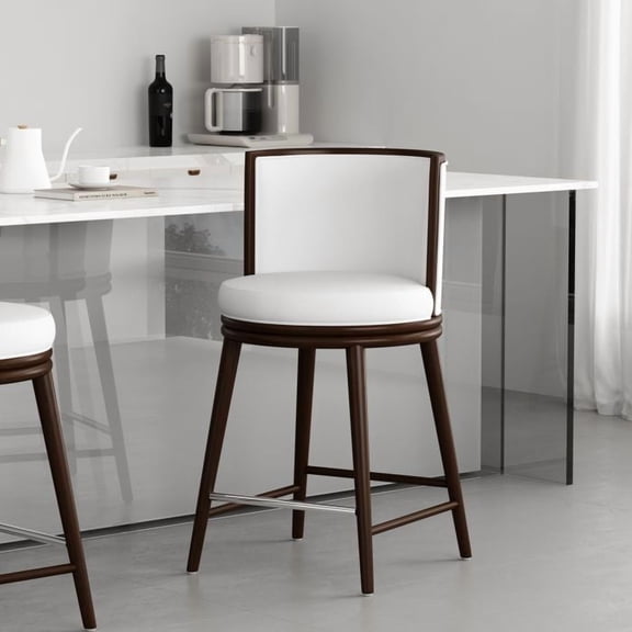 Evalyn Modern Wood Upholstered Counter Stool in White - Set of 3