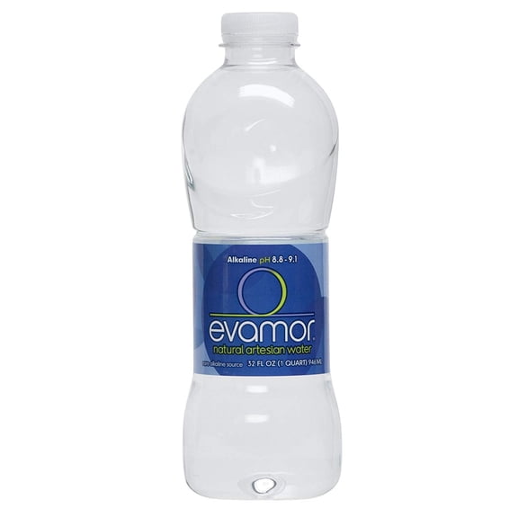Evamor Natural Artesian Water, 32-Ounce Bottles (Pack of 12)