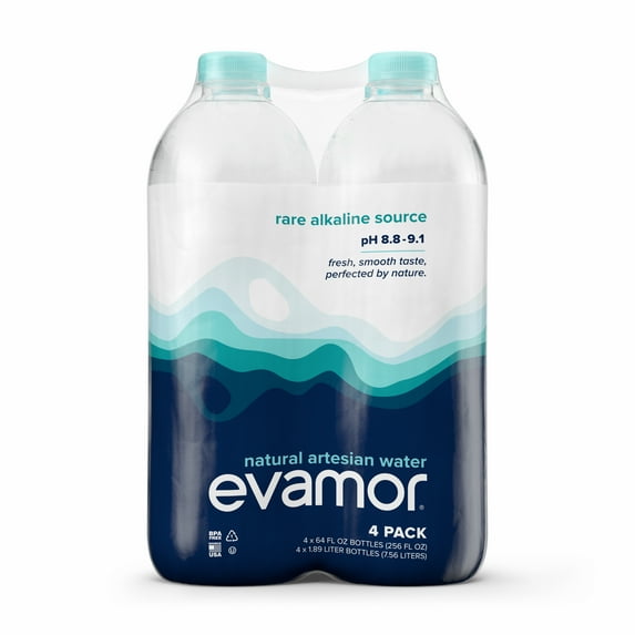 Evamor Naturally Alkaline Artesian Water Natural Artesian, 64oz 4pk