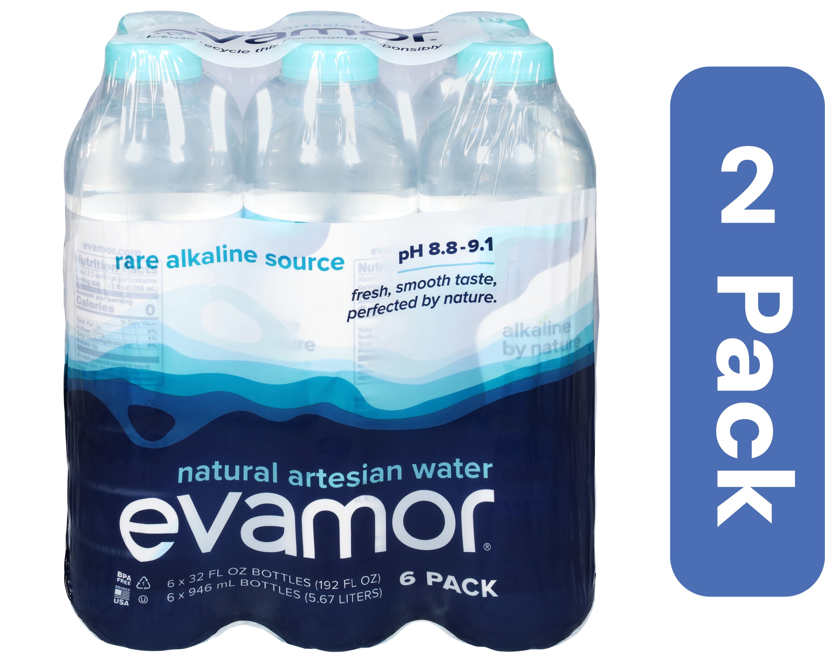 Evamor Water Artesian 6 Pack 192 fl oz (Pack of 2)