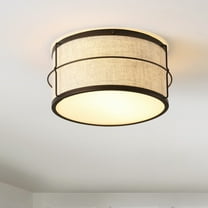 JONATHAN Y Evan 14" 2-Light Rustic Farmhouse Iron LED Flush Mount, Oil Rubbed Bronze, JYL1313A