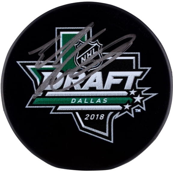 Evan Bouchard Edmonton Oilers Autographed 2018 NHL Draft Logo Hockey Puck - Fanatics Authentic Certified