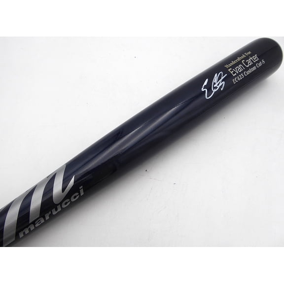 Evan Carter Autographed Marucci Player Model Bat Texas Rangers Beckett BAS QR #WX74976