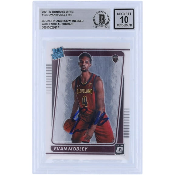 Evan Mobley Cleveland Cavaliers Autographed 2021-22 Panini Donruss Optic Rated Rookie #175 Beckett Fanatics Witnessed Authenticated 10 Rookie Card - Fanatics Authentic Certified