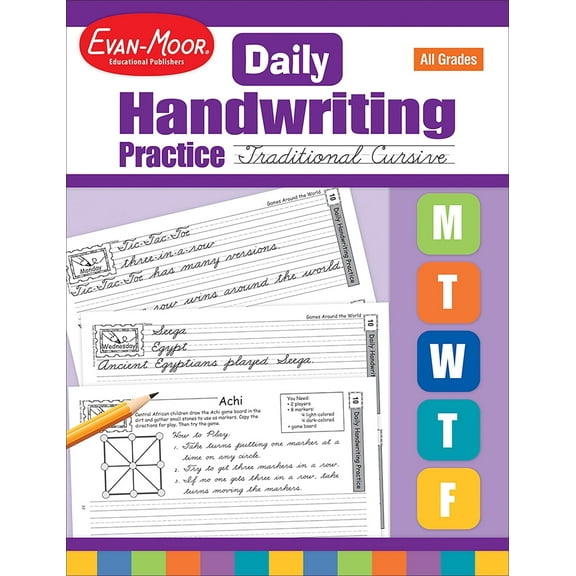 Evan-Moor Traditional Cursive, Daily Handwriting Practice for Kids Ages 5+, Teaching Edition