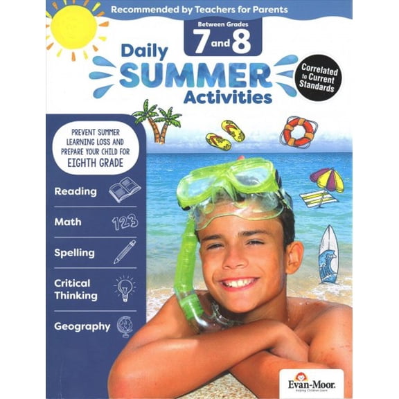 Pre-Owned Evan-Moor Daily Summer Activities: Between 7th Grade and 8th Grade, Grade 7 - 8 Workbook