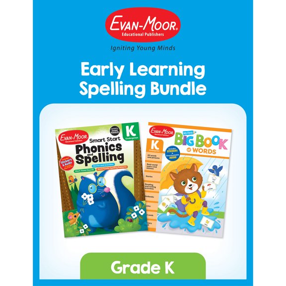 Evan-Moor Early Learning Spelling Activity Book Bundle Grade K Workbook 2/Set (EMC6275)