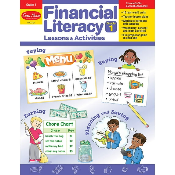 Evan-Moor Financial Literacy Lessons & Activities, Grade 1