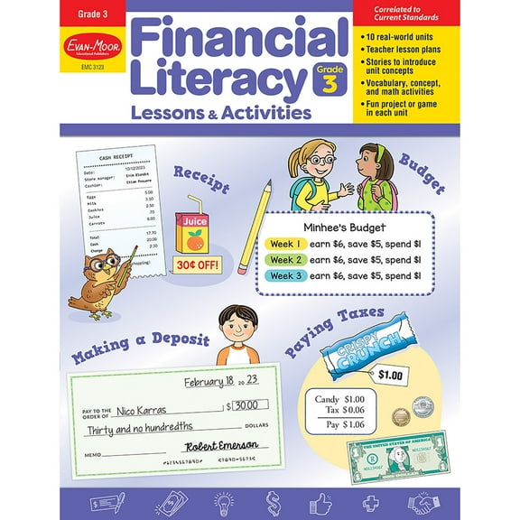 Evan-Moor Financial Literacy Lessons & Activities, Grade 3