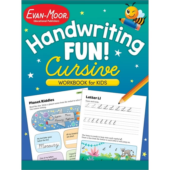 Evan-Moor Handwriting FUN! Cursive, All Ages: Activity Book, Cursive Letters, Cursive Words, Riddles, Rhymes