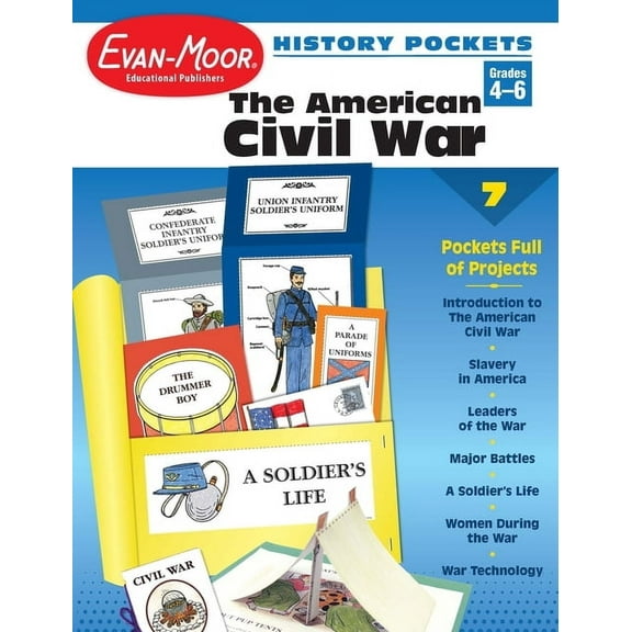Evan-Moor History Pockets: The American Civil War, Grade 4 - 6 Teacher Resource