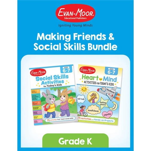 Evan-Moor Making Friends & Social Skills Bundle Grade K Workbook 2 Books/Set (EMC6278)