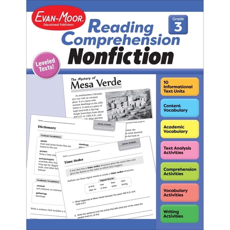 Evan-Moor Reading Comprehension: Nonfiction, Grade 3 Teacher Resource