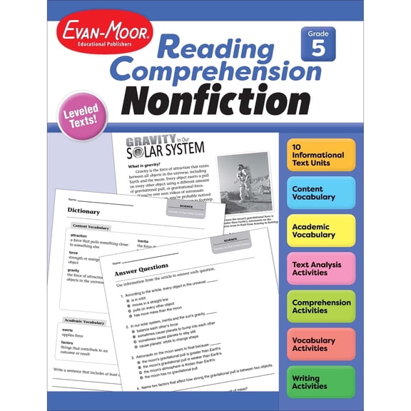 Evan-Moor Reading Comprehension: Nonfiction, Grade 5 Teacher Resource