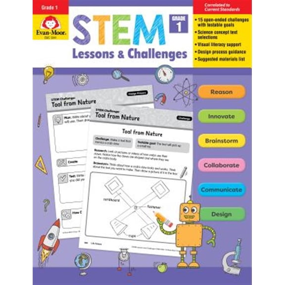 Pre-Owned Evan-Moor STEM Lessons and Challenges, Grade 1 Teacher Resource