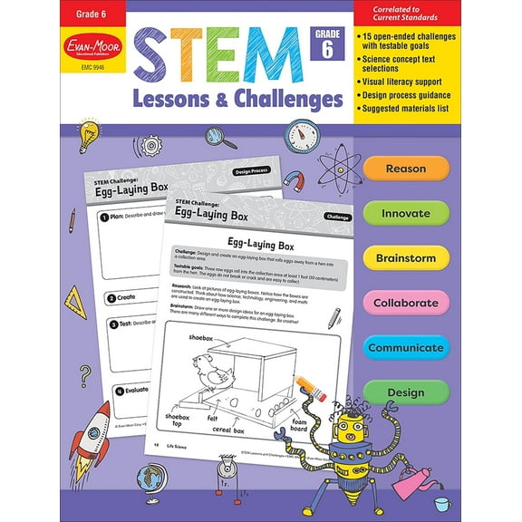 Evan-Moor STEM Lessons and Challenges, Grade 6 Teacher Resource