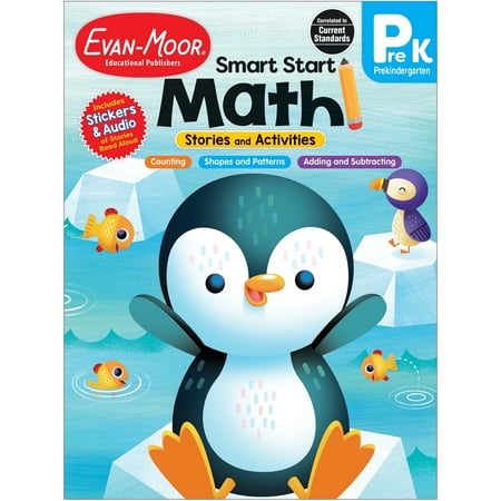 Evan-Moor Smart Start Math Stories and Activities, PreK: Early Learning Activity Book, Audio Read Alouds