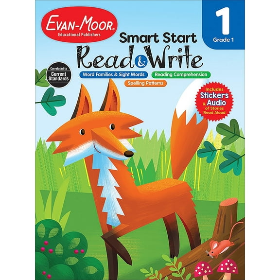Evan-Moor Smart Start Read and Write, Grade 1: Activity Book, Word Family Stories, Audio Read Alouds
