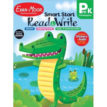 Evan-Moor Smart Start Read and Write and Spelling, Age 4 - 5: Early Learning Activity Book, Stories, Audio Read Alouds