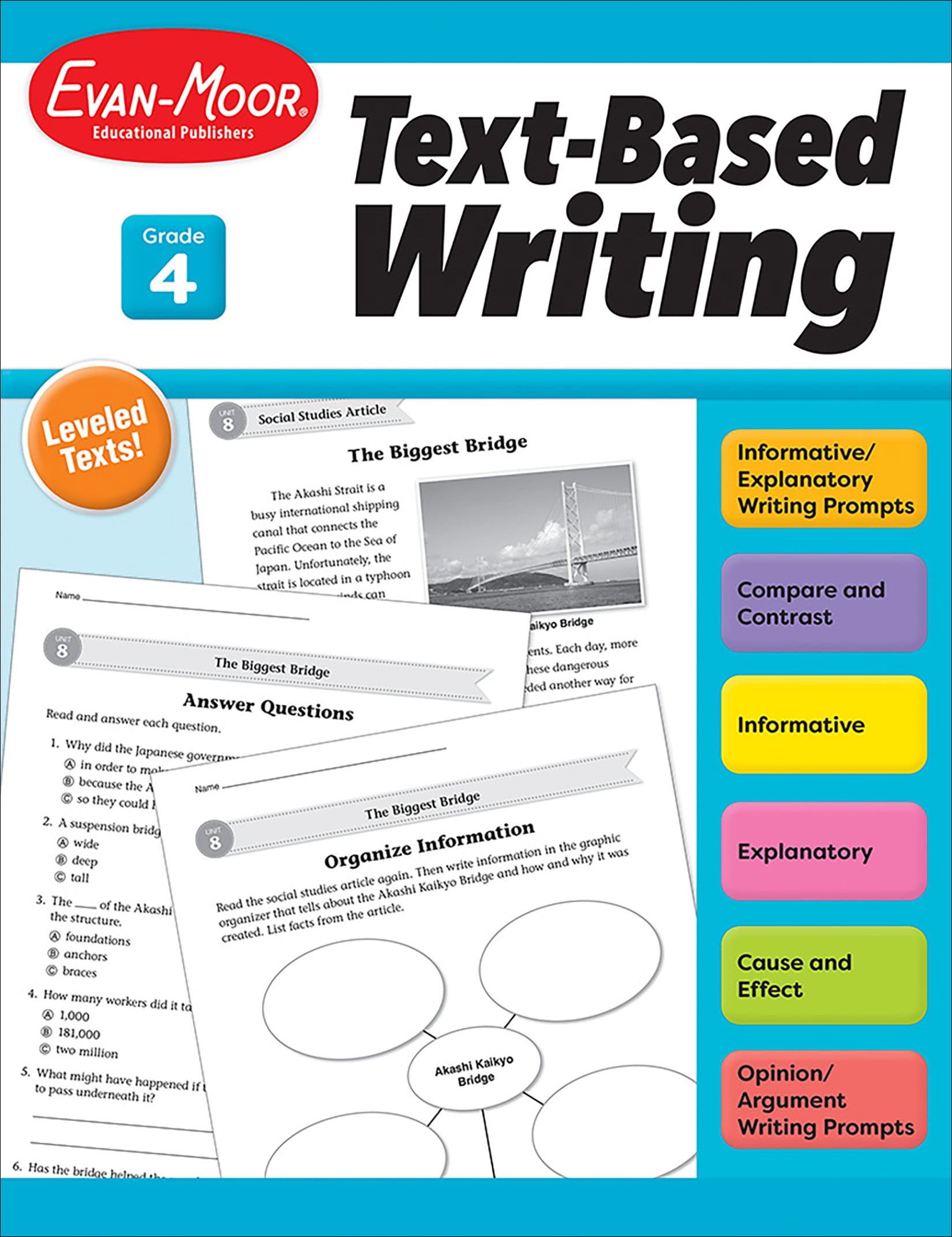 Grade 4 Text-Based Writing Workbook with Leveled Texts