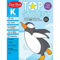 Evan-Moor Top Student, Kindergarten Summer Workbook, Ages 5-6, 300  Activities, Reading, Math, STEM, SEL, Stickers
