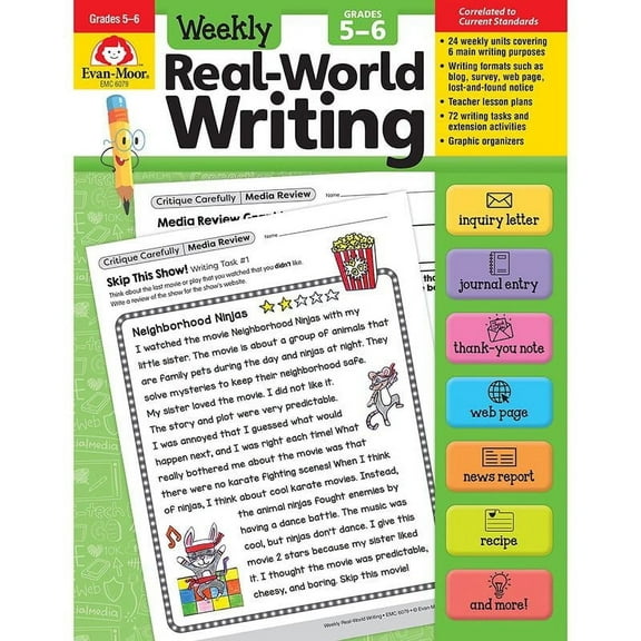 Evan-Moor Weekly Real-World Writing, Grade 5 - 6 Teacher Resource