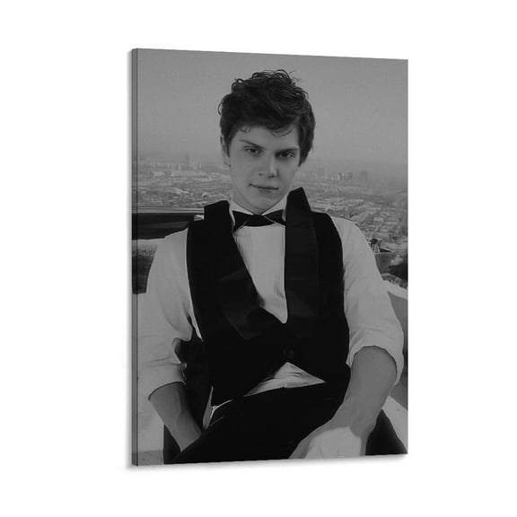 Evan Peters Actor Black And White Poster Artworks Canvas Poster Room Aesthetic Wall Art Prints Home Modern Decor Gifts 20x30inch(50x75cm)