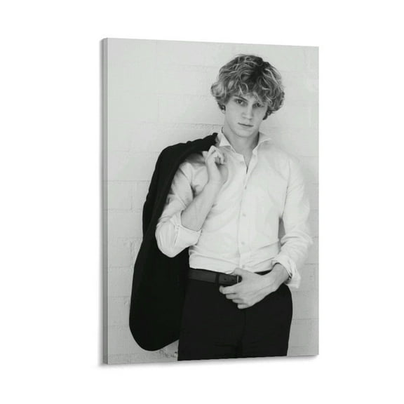 Evan Peters Poster Actor Black And White Poster Wall Art Picture Painting Poster Canvas Print Posters Artworks Bedroom Living Room Decor 16x24inch(40x60cm)