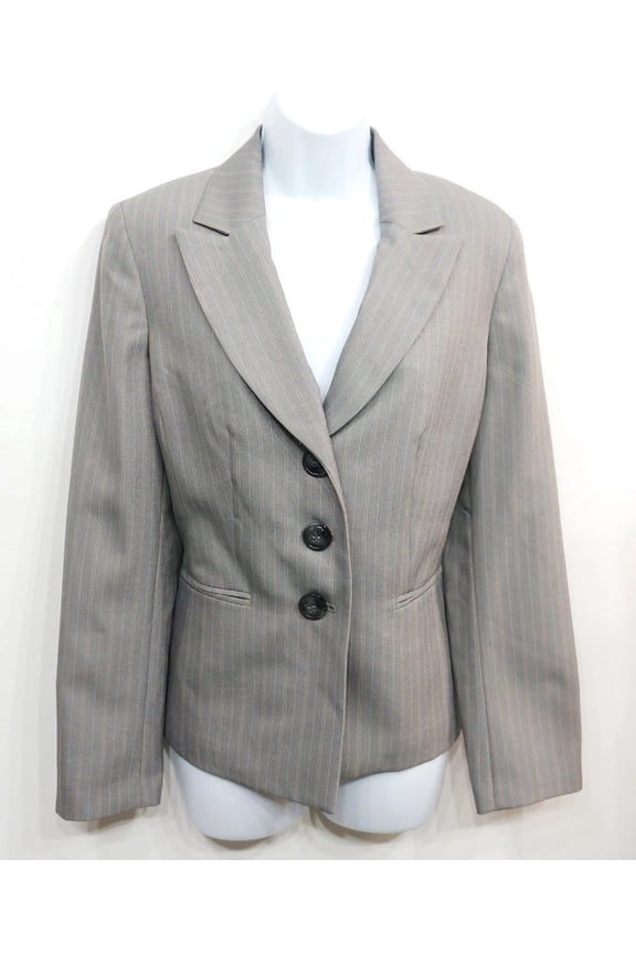 Gray Pinstripe Suit Blazer Jacket, Women's 8