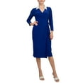 thumbnail image 1 of Evan Picone Women's 3/4 Sleeve Midi Wrap Dress Color: ROYAL WHITE, Size: 4, 1 of 1