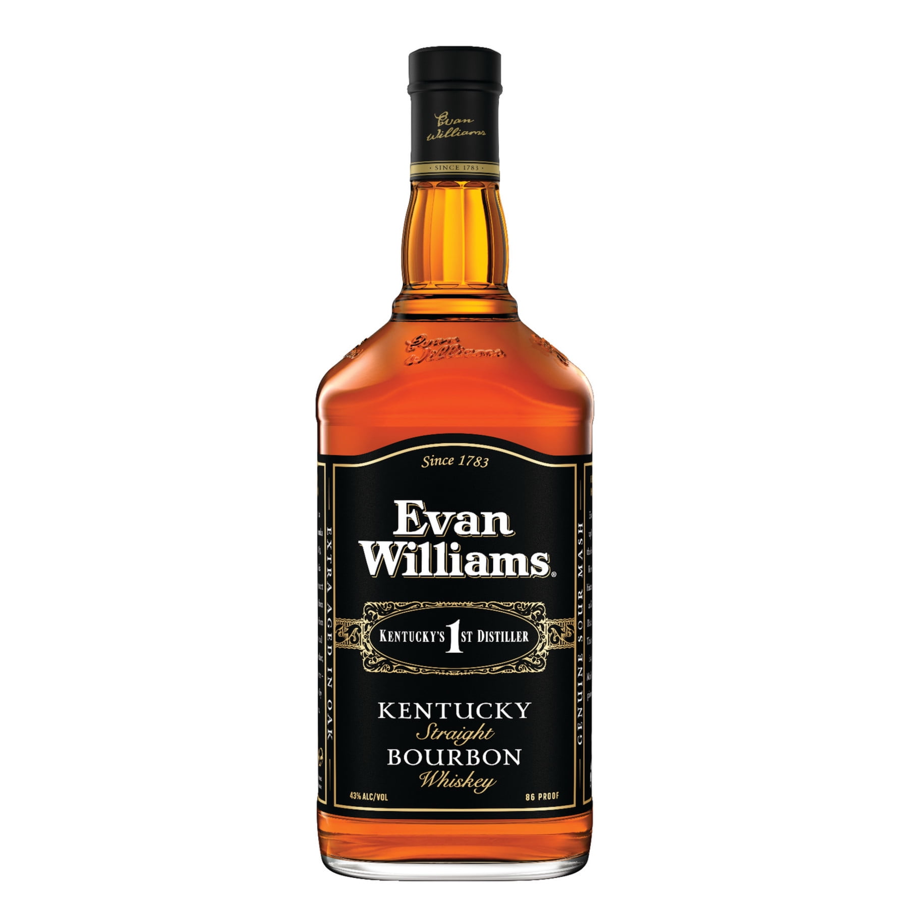 Evan Williams Black Label Straight Bourbon, 1.75 L Bottle, 43% ABV