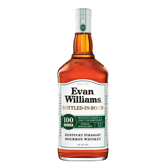 Evan Williams White Label Bottled in Bond Straight Bourbon, 1.75 L Bottle, 50% ABV