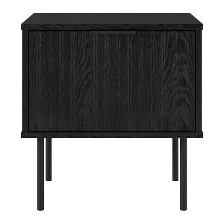 Kris & Ally Evander Indoor Contemporary Fluted Engineered Wood Rectangle Side Table, Black