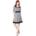 thumbnail image 1 of Evanese Women's Casual Two Tone Long Sleeve Knee Length A Line Day Dress, 1 of 4