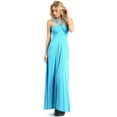 thumbnail image 1 of Evanese Women's Elegant Cross Tie Halter Long Formal Party Dress (L. Turquoise), 1 of 9