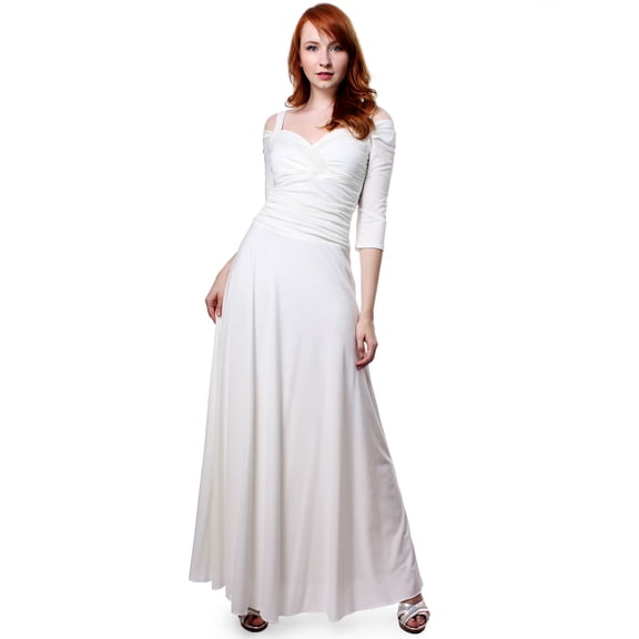 Evanese Women's Elegant Slip On Long Formal Evening Dress with 3/4 Sleeves