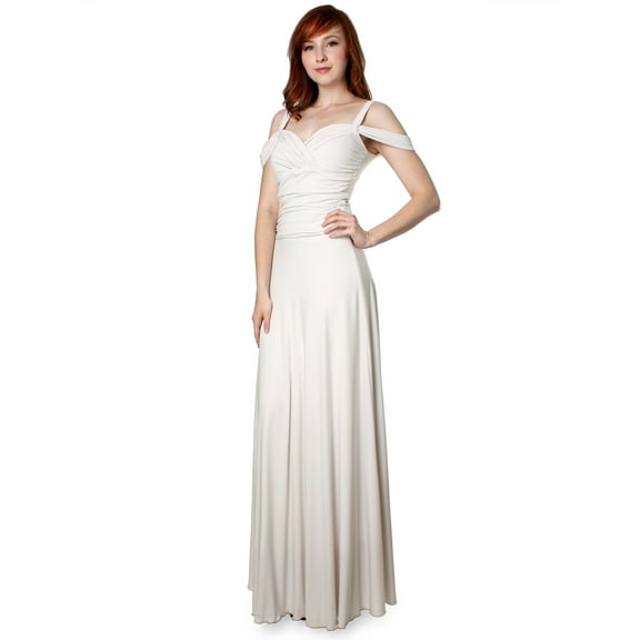 Evanese Women's Elegant Slip On Long Formal Evening Dress with Shoulder bands