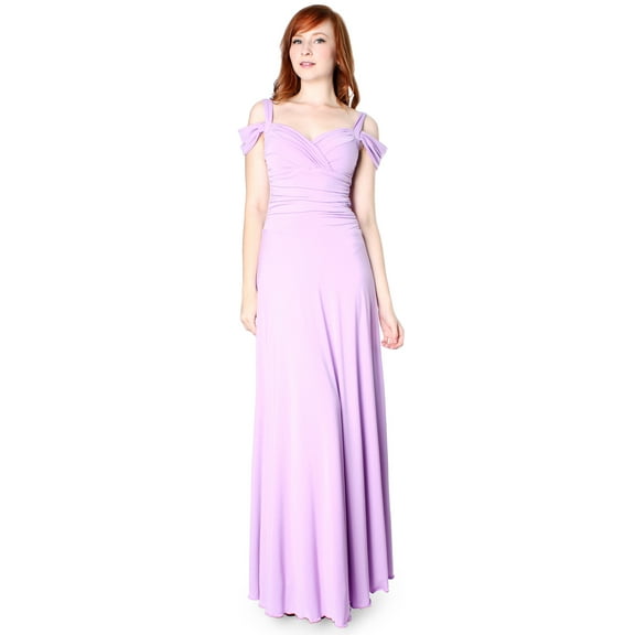 Evanese Women's Elegant Slip On Long Formal Evening Dress with Shoulder bands