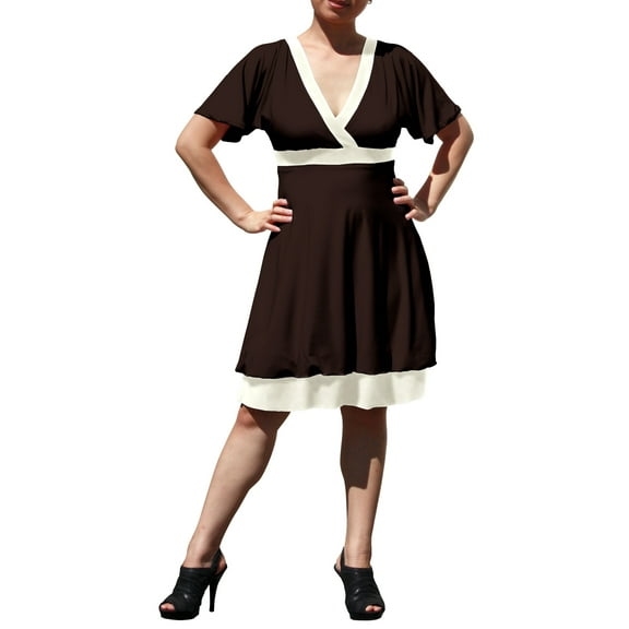 Evanese Women's Plus Short Kimono sleeve Bubble skirt Casual Cocktail Day Dress