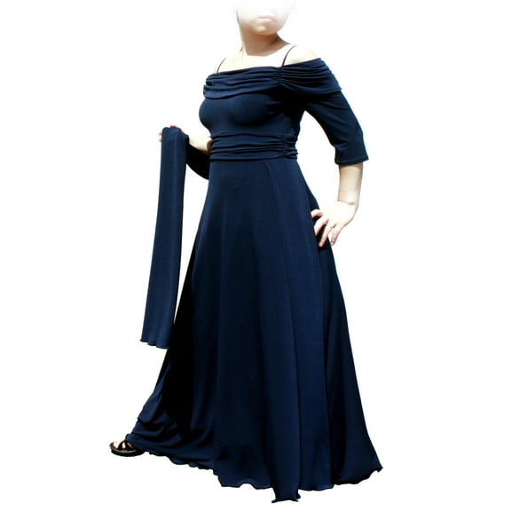 Evanese Women's Plus Size Formal Long Evening Dress 3/4 Sleeves and Side Flare